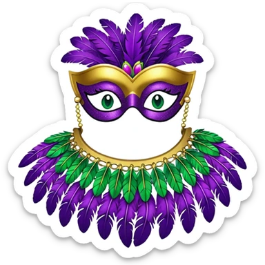 Mardi Gras collar with sequins and feathers sticker