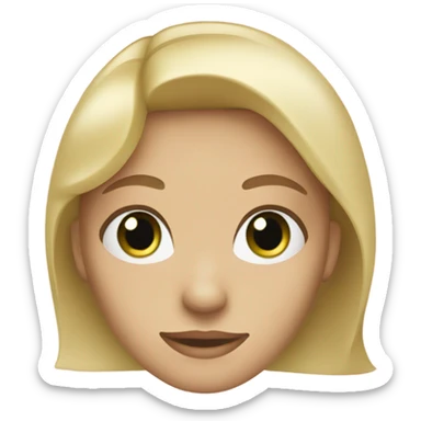 Caucasian blonde woman with bright green eyes and a small mole on her chin sticker