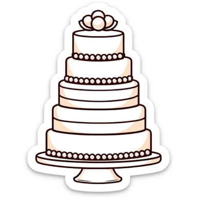 elegant multi-tier light pink wedding cake with pearl decorations sticker