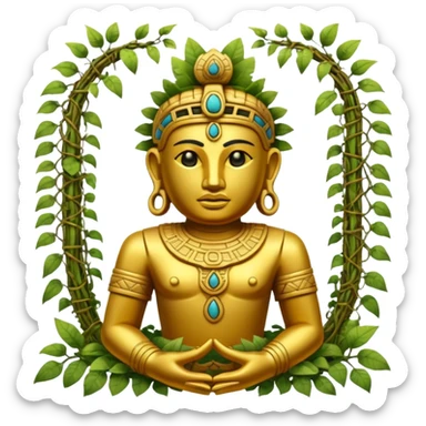 Golden ruined mayan Statue in Jungle sticker
