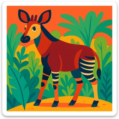 okapi, exotic African animal, vibrant toon style sticker