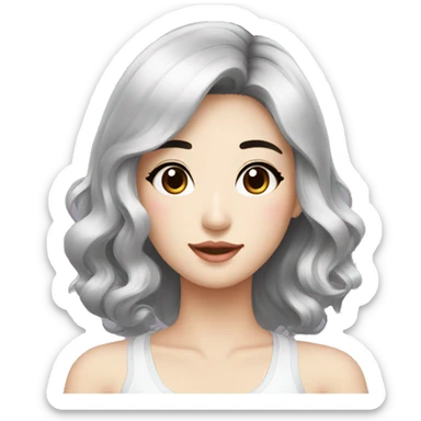 beautician, pretty korean girl with black hair sticker