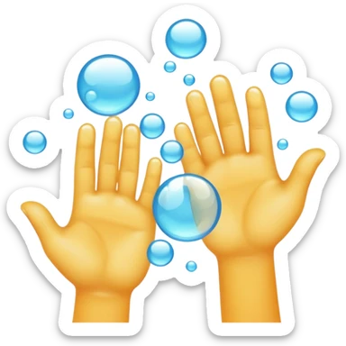 Rubbing hands bubbles sticker