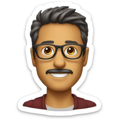 a programmer with eyeglass like tony stark's glasses and tanned skin sticker