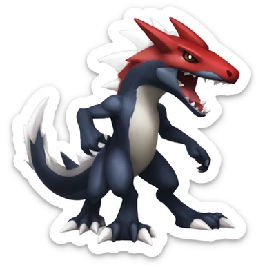 Black Cool Edgy Anthro Nargacuga-Sharpedo-Sergal-Garchomp-Fakémon  with White and Red Edgy markings sticker