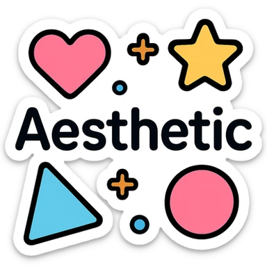 the word 'Aesthetic' in a rounded icon style, soft curves, friendly look sticker