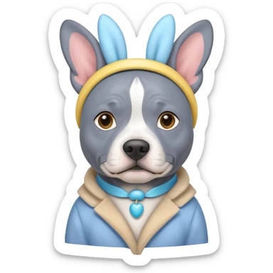 Blue English staffy wearing Easter ears sticker