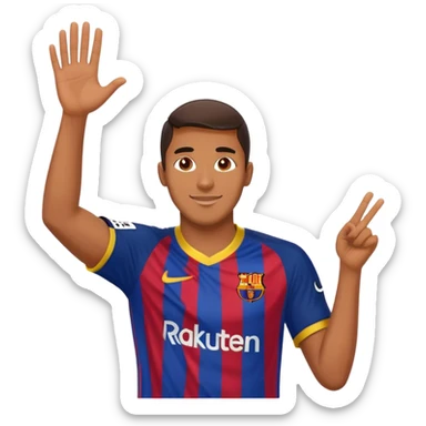 Lamine Yamal in Barcelona football kit, celebrating sticker