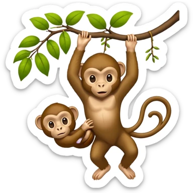 monkey hanging from tree  sticker