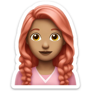 A red-haired girl with long hair in pink clothes sticker