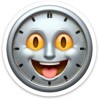 a clock laughing with it’s eyes closed sticker