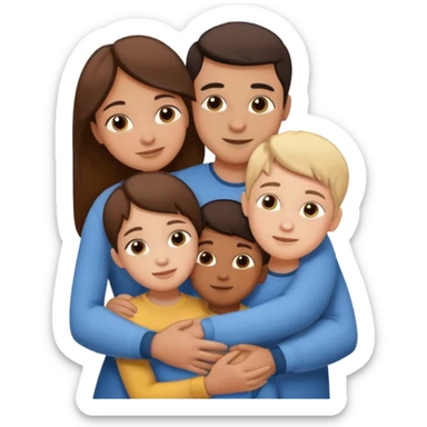 family of 5 hugging each other. including parents, sister and youngest brother sticker