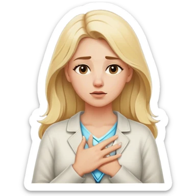 a blonde woman in a 2 crossroads front of her places a hand on their chest, taking a deep breath before choosing the light path, symbolizing their decision to respond instead of react with peace. light sticker