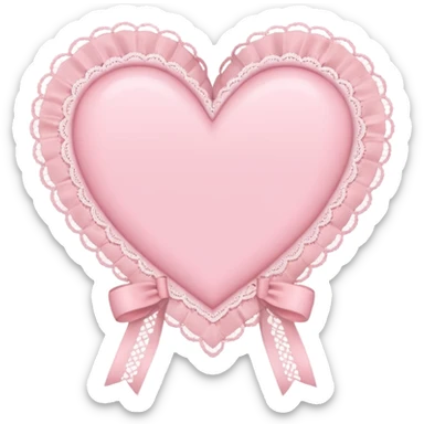cute baby pink colored heart with lace trimming and with a lace ribbon in the front, on the top left, tilted a bit sticker