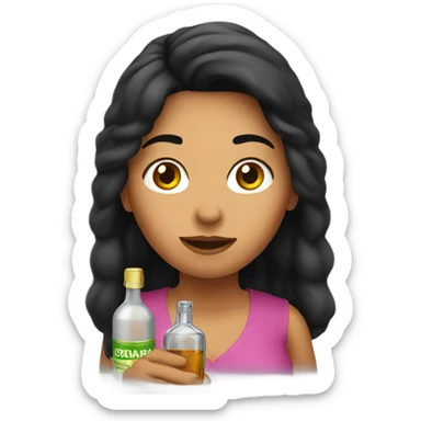 Hispanic woman taking liquor shot sticker