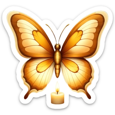 A warm-toned butterfly with golden-brown wings, softly illuminated by candlelight.
 sticker