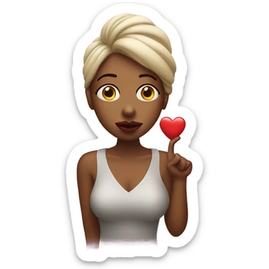 Woman blowing a kiss to the side with a heart coming out  sticker