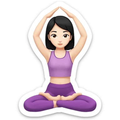Garudasana by a girl 2D cartoon style sticker