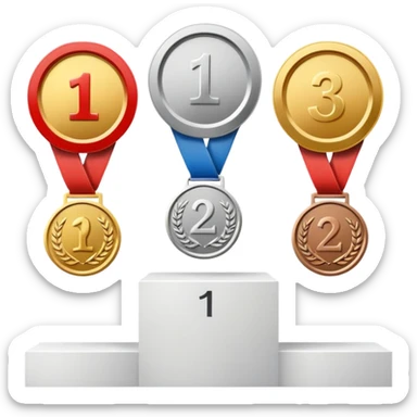 1st 2nd 3rd place podium with gold, silver, and bronze medals sticker