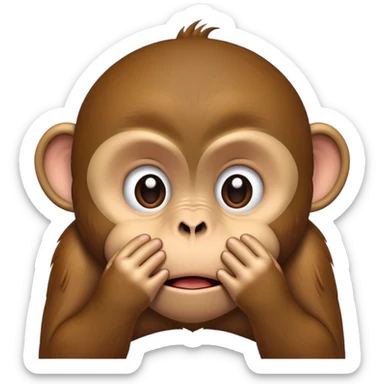 Monkey covering mouth with teary eyes sticker