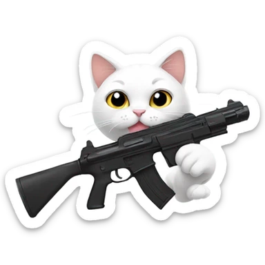 Cat with gun anime sticker