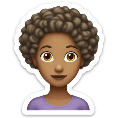 Mixed girl with curly hair doing her hair sticker