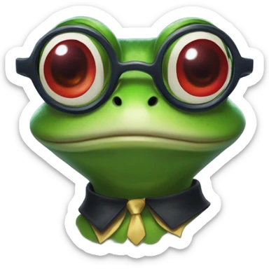 frog wearing Harry Potter glasses with red lipstick sticker