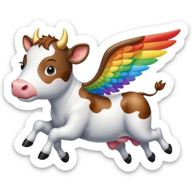 a flying cow with wings named maxim in rainbows and cloudy athmosphere  sticker