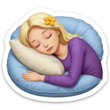 Blonde girl asleep on pillow sticker