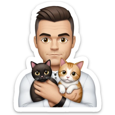 Robbie Williams holding a cat  sticker