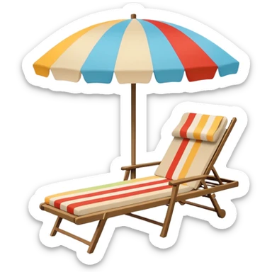 beige coconut color sun lounger with beach umbrella sticker
