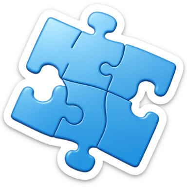 blue puzzle piece emoji, classic jigsaw shape sticker
