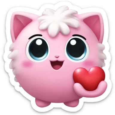 jiggly puff holding a heart sticker