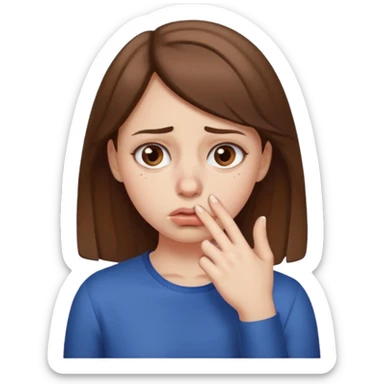 girl holding her nose because bad smell sticker