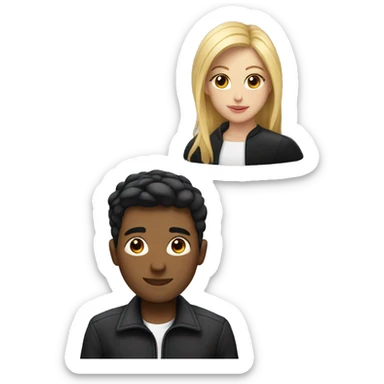 Blond girl with black jacket with a man with black short hair  sticker