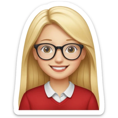 je voudrai un emoji d'une fille aux cheveux longs et blonds avec des lunettes entrain de PASSER DES MOMENTS EN FAMILLE sticker