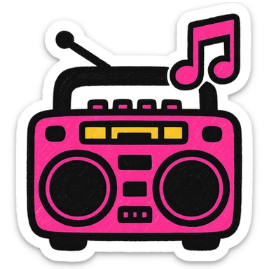 BLACKPINK-inspired object, black and pink colors, vibrant and energetic icon look sticker