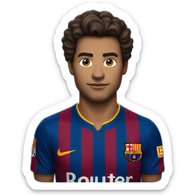 Ronald Araujo in Barcelona shirt with the top of his hair white sticker