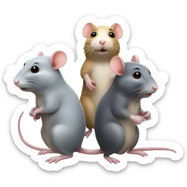 three differently colored rats gossiping sticker
