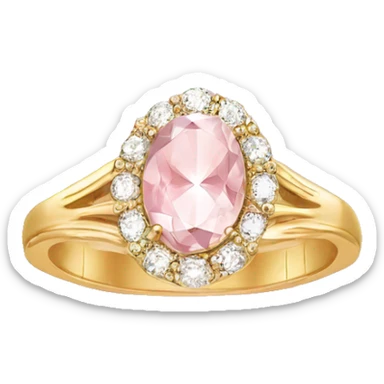 Oval engagement ring gold band pink nails sticker