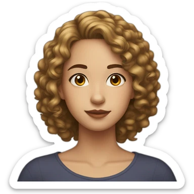 Light skinned girl in her 20s with dark curly neck length hair sticker
