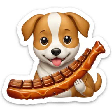 A dog eating rib sticker