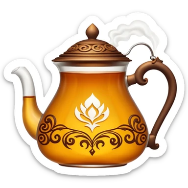 kazakh tea in a kese with stylized national Kazakh motifs sticker