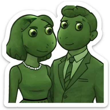 a white guy and white girl in dress and costume  sticker