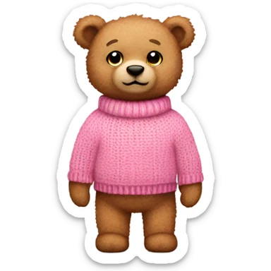 Teddy bear wearing a cute knit pink jumper sticker