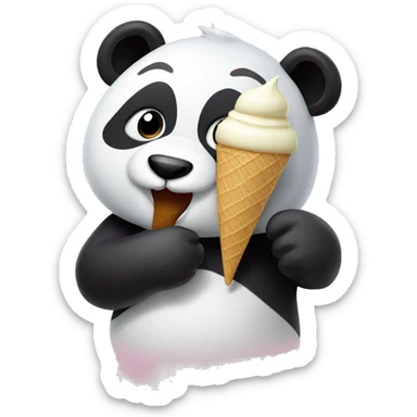 Panda eating ice cream sticker