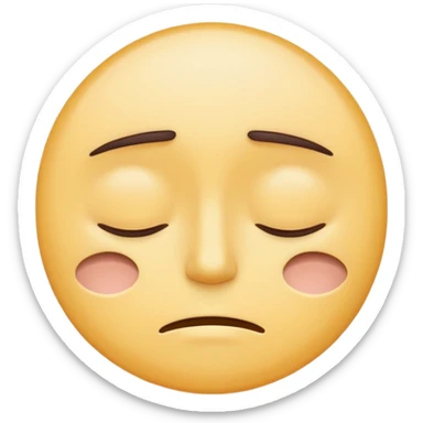minimal flat emoji of a fatigued face,
half-closed eyes,
slightly uneven eyelids,
low-energy expression,
cool pastel muted tones,
modern mental health app style,
transparent background,
vector illustration sticker
