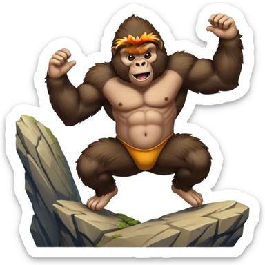 gorilla jumping off a cliff sticker