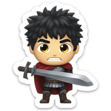 angry berserk guts carrying a huge sword on his shoulder sticker