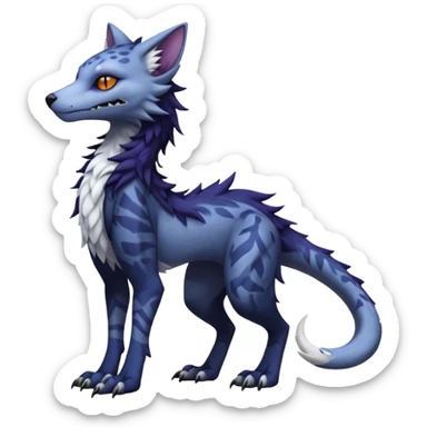 Kawaii dark edgy fantasy ethereal feline-vernid-sergal-monster-fursona animal creature full body with intricate markings  sticker
